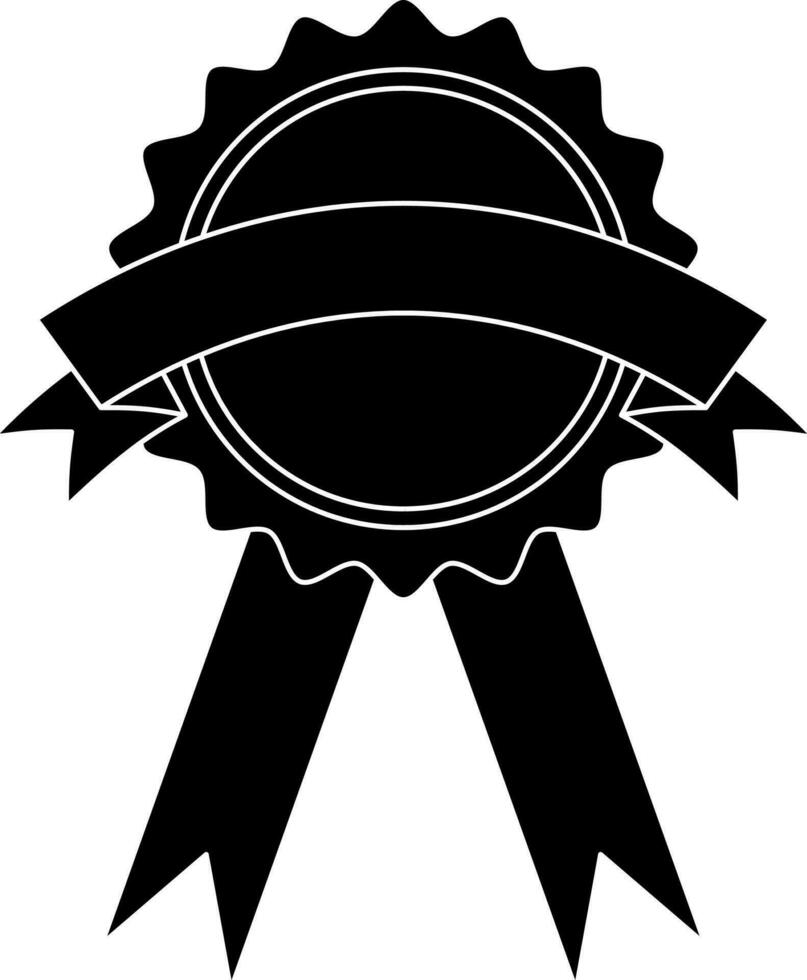 Black and White badge decorated with ribbon. vector