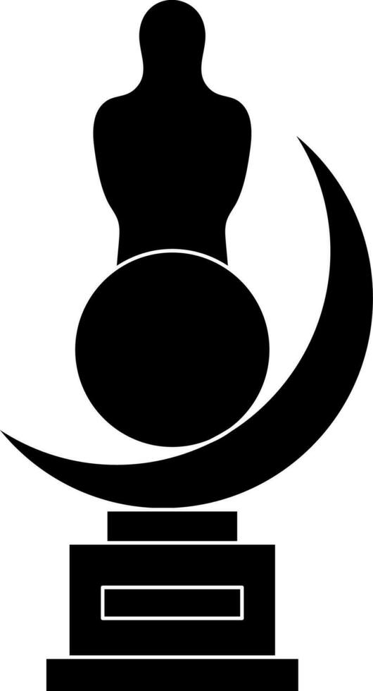 Black oscar trophy award on white background. vector
