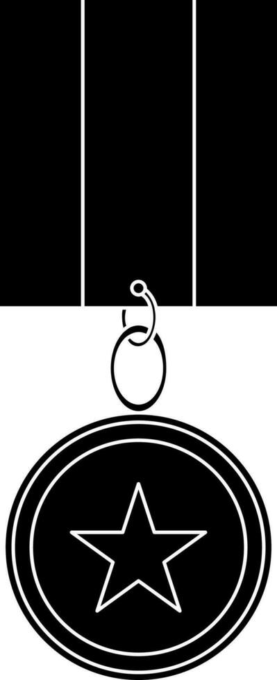 Black and White star medal icon in flat style. vector