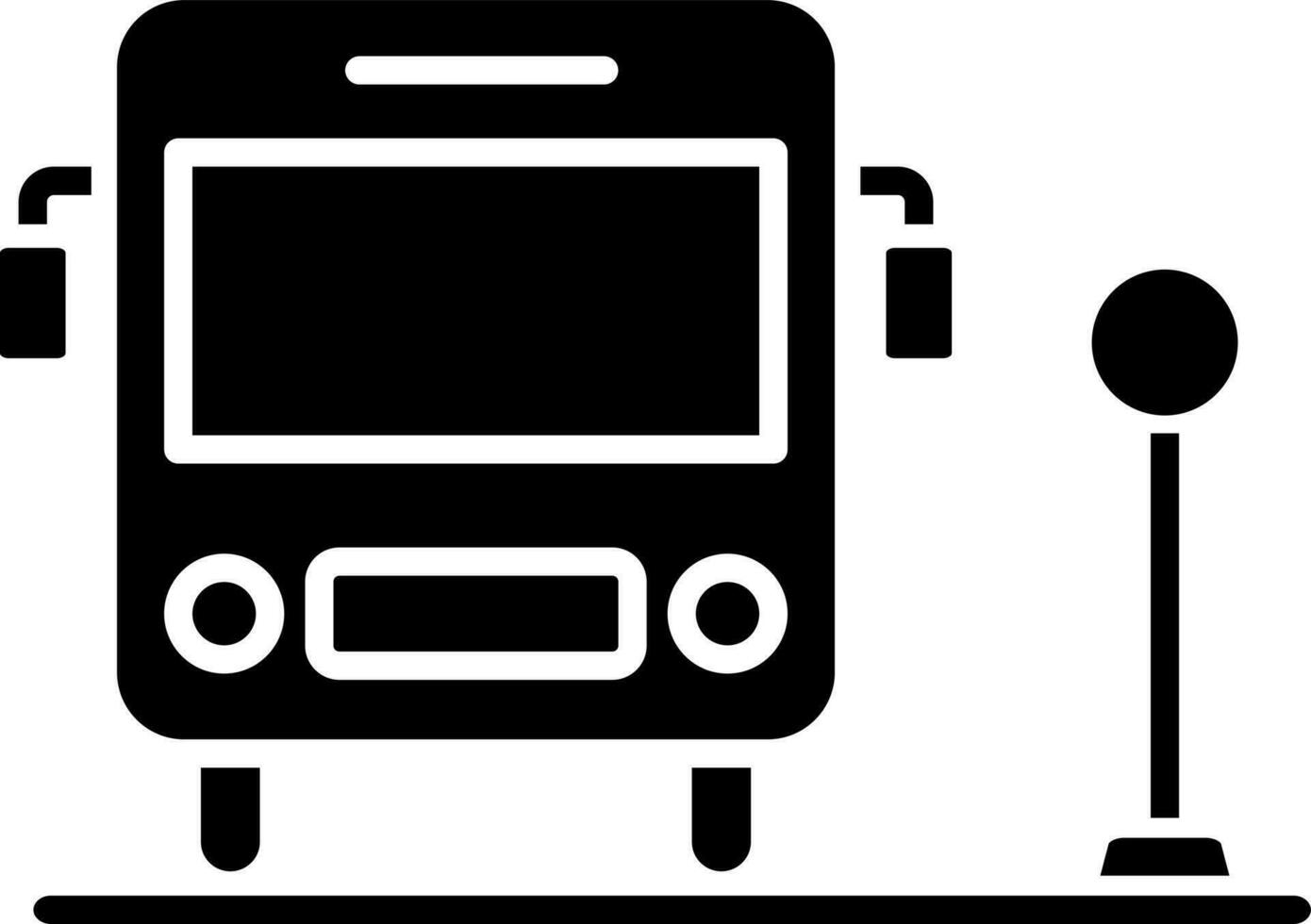 Black and White illustration of bus stop flat icon. vector