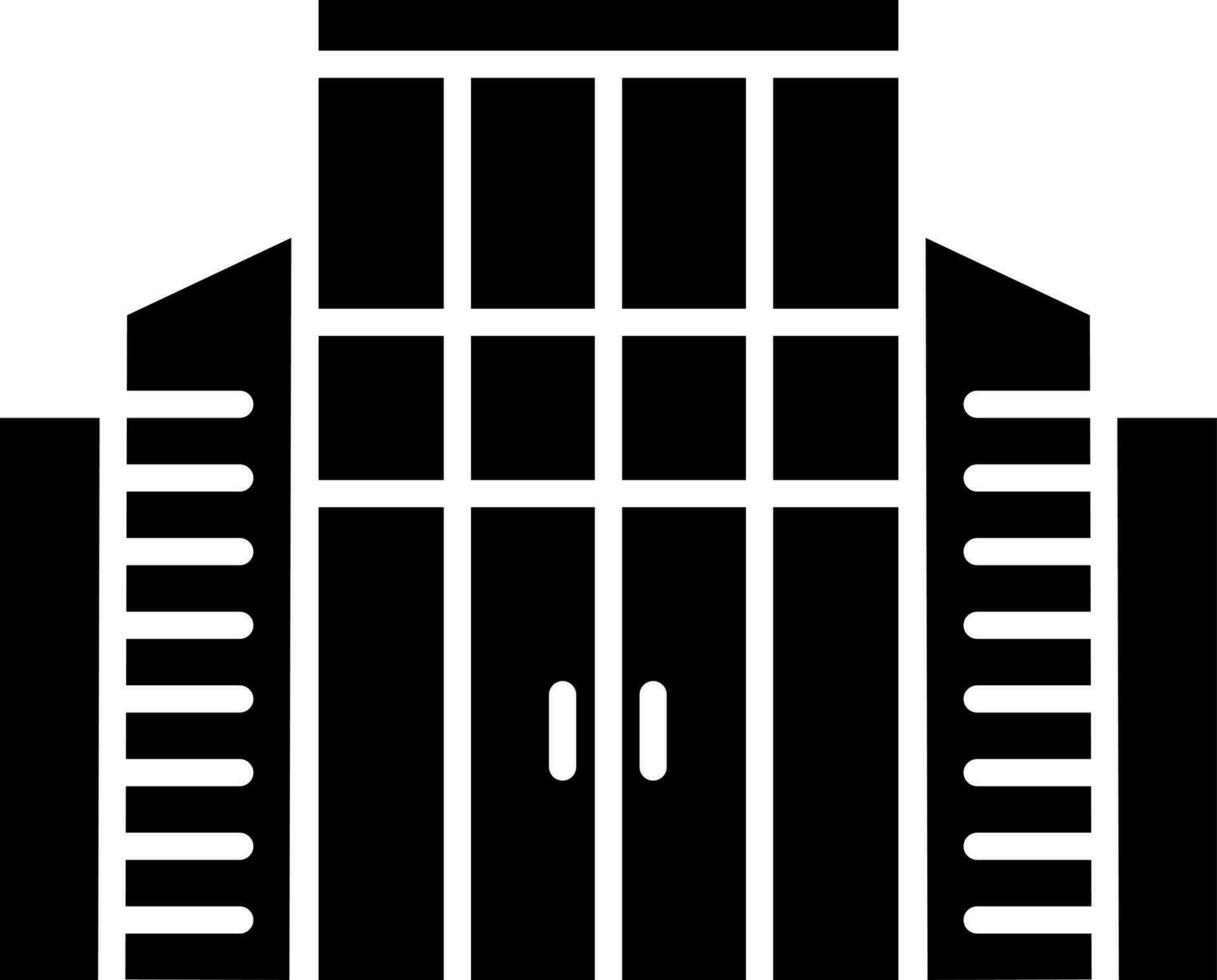 Black and White building icon in glyph style. vector