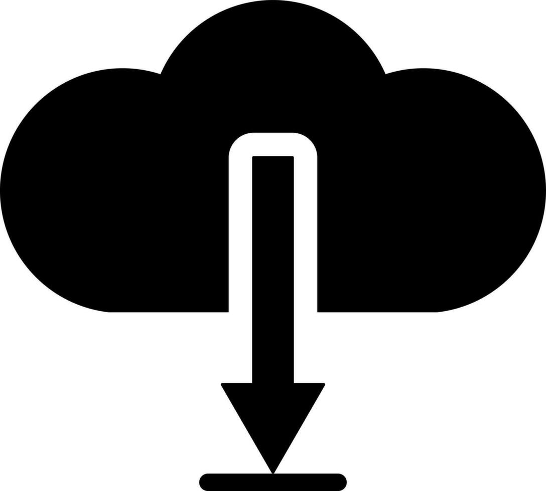 Download cloud server icon in Black and White color. vector