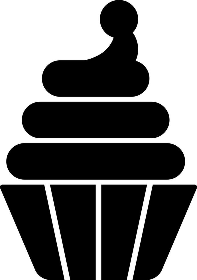 Black and White decorated cupcake in flat style. vector