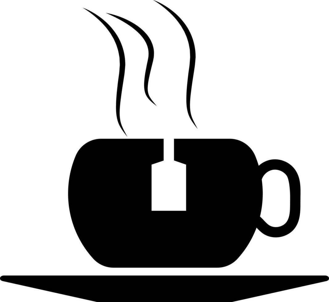 té bolso en negro y blanco caliente té taza con lámina. vector