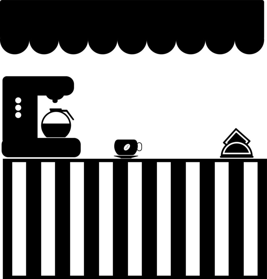 Black and White street coffee stand. vector
