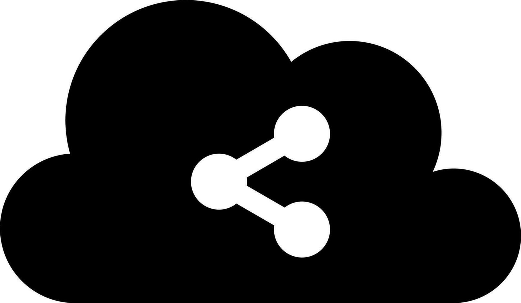 Black and White cloud share icon in flat style. vector