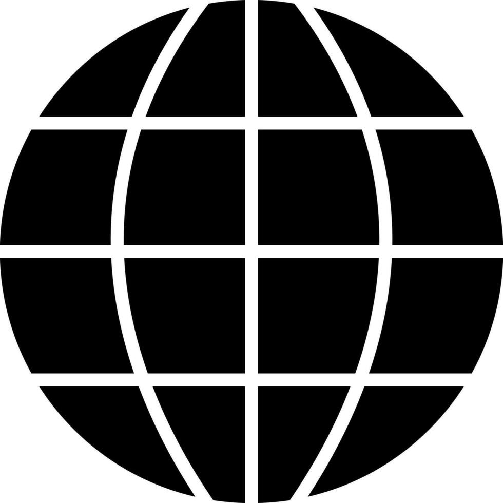 Black and White earth globe icon in flat style. vector