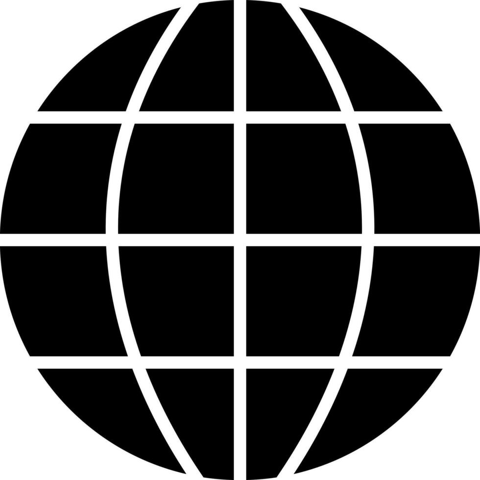 Black and White earth globe icon in flat style. vector