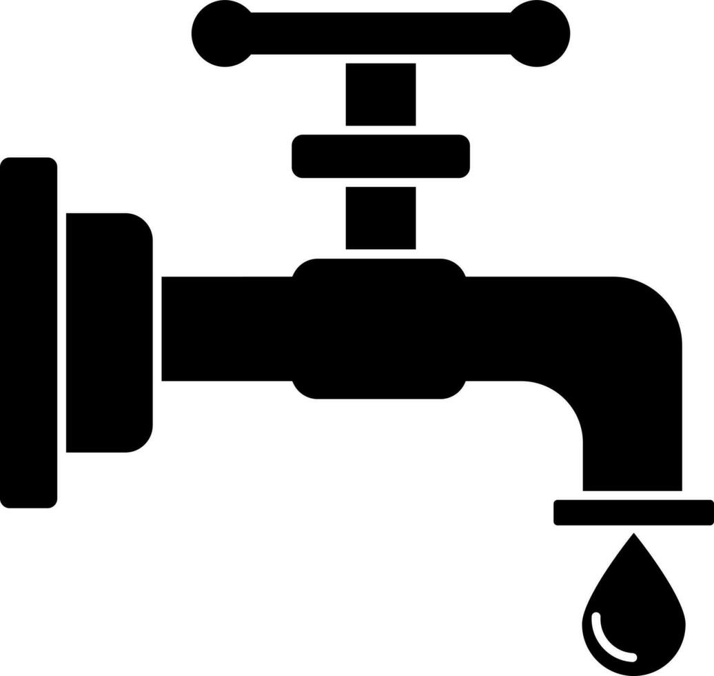 Black and White water tap icon in flat style. vector