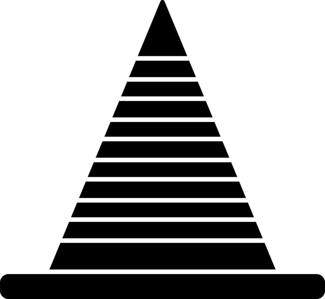 Black and White construction cone icon in flat style. vector