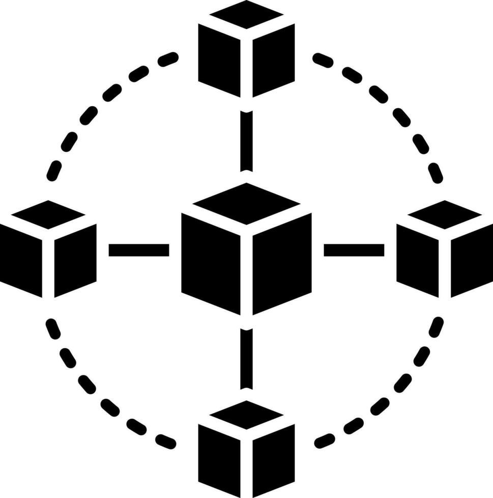 blockchain icono en negro y blanco color. vector