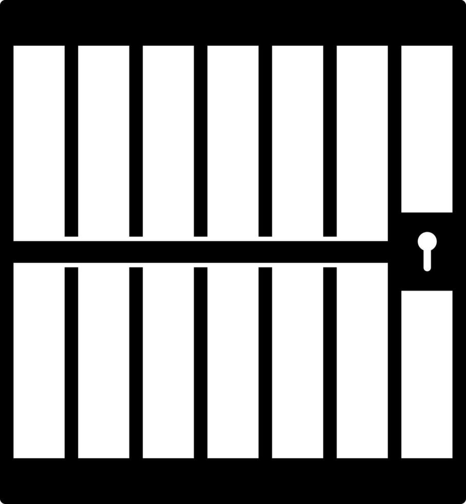 Black and White illustration of criminal jail icon. vector
