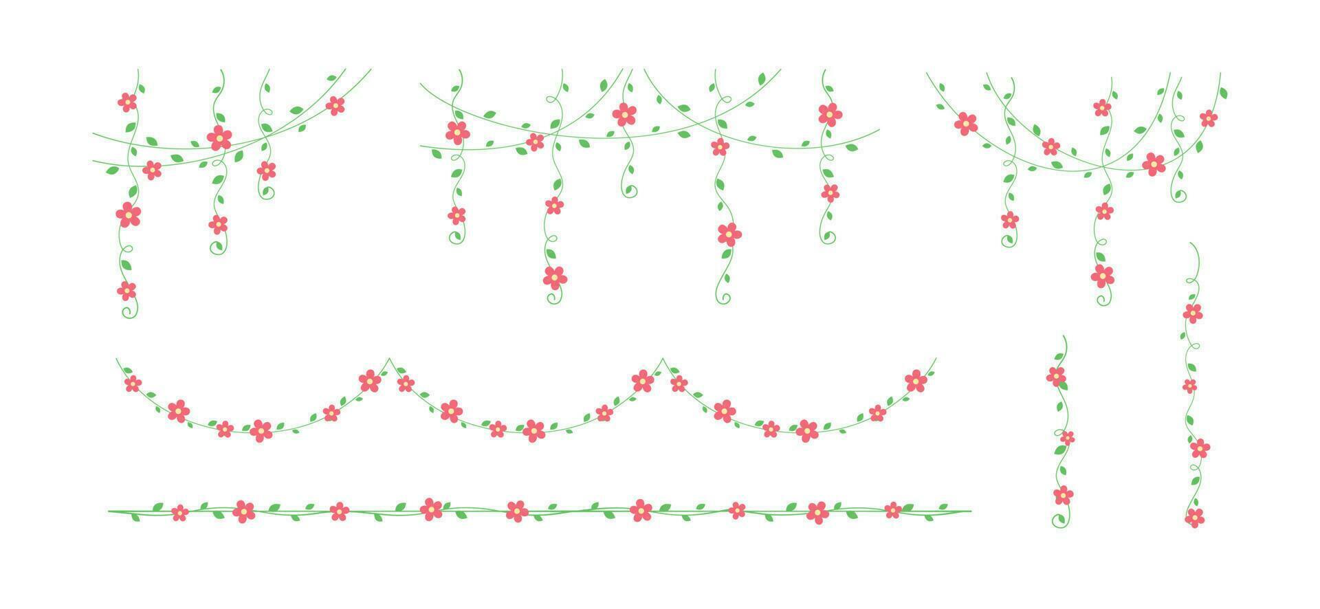 vides con rojo flores colgando vino cortina diseño, botánico elementos vector ilustración conjunto