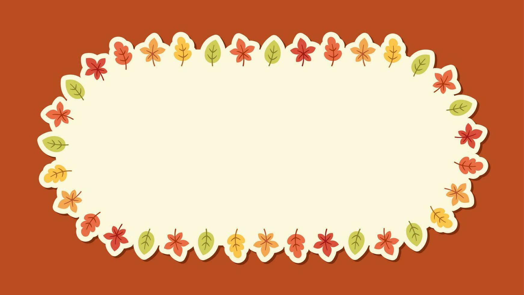Autumn leaves frame. Wreath of fall leaves, Halloween, Thanksgiving border template. Vector illustration.