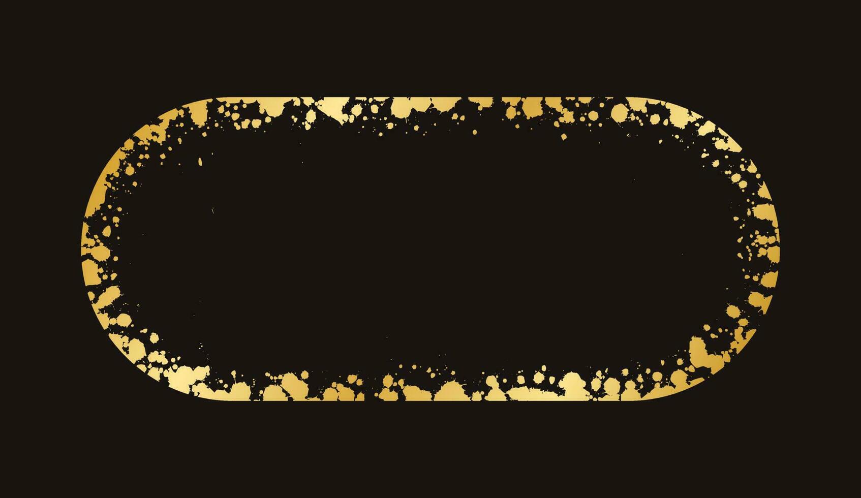 Abstract Gold Ink Splatter Frame. Golden foil spray banner border template. vector