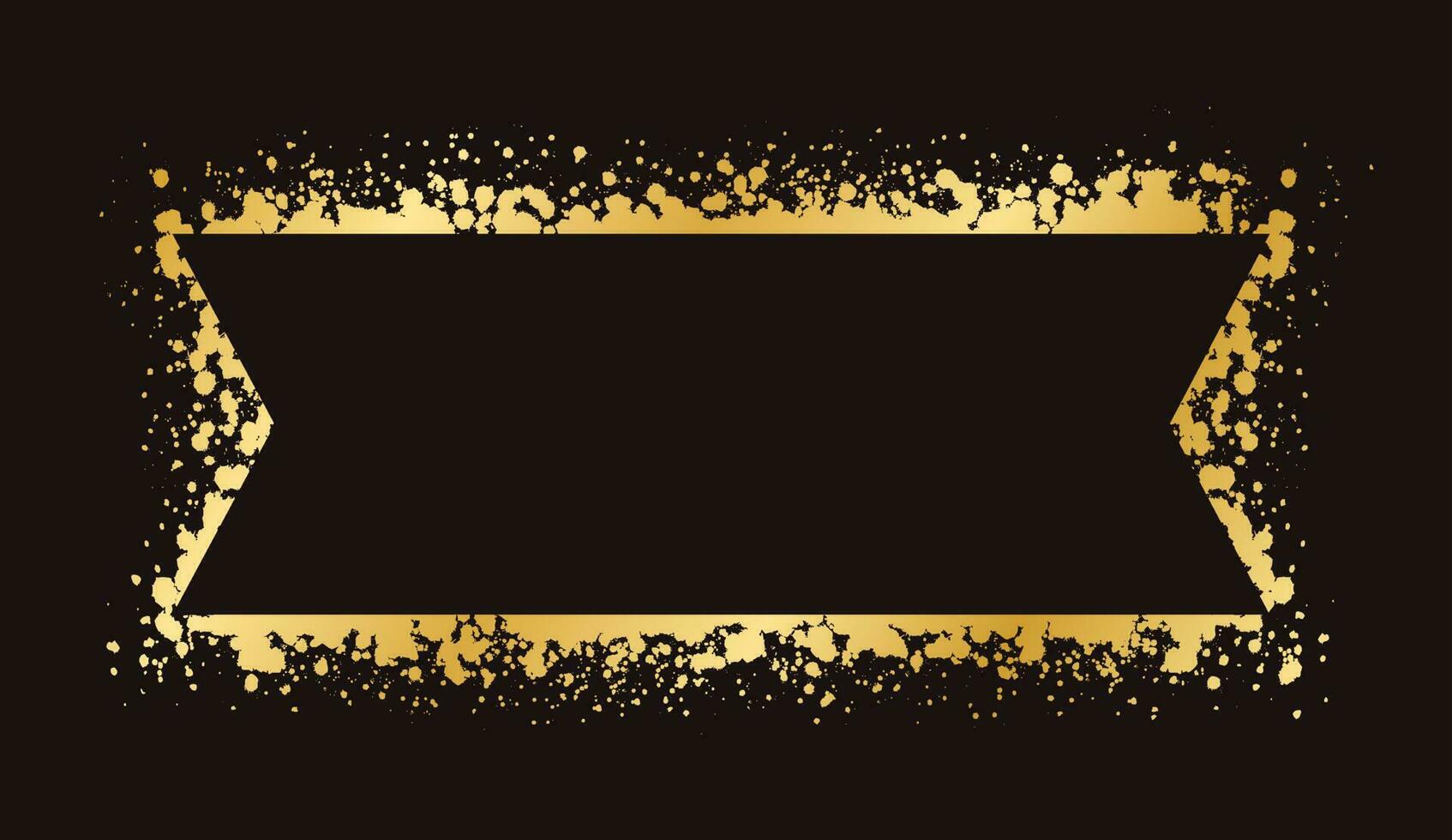 Abstract Gold Ink Splatter Ribbon Banner Frame. Golden foil spray banner border template. vector