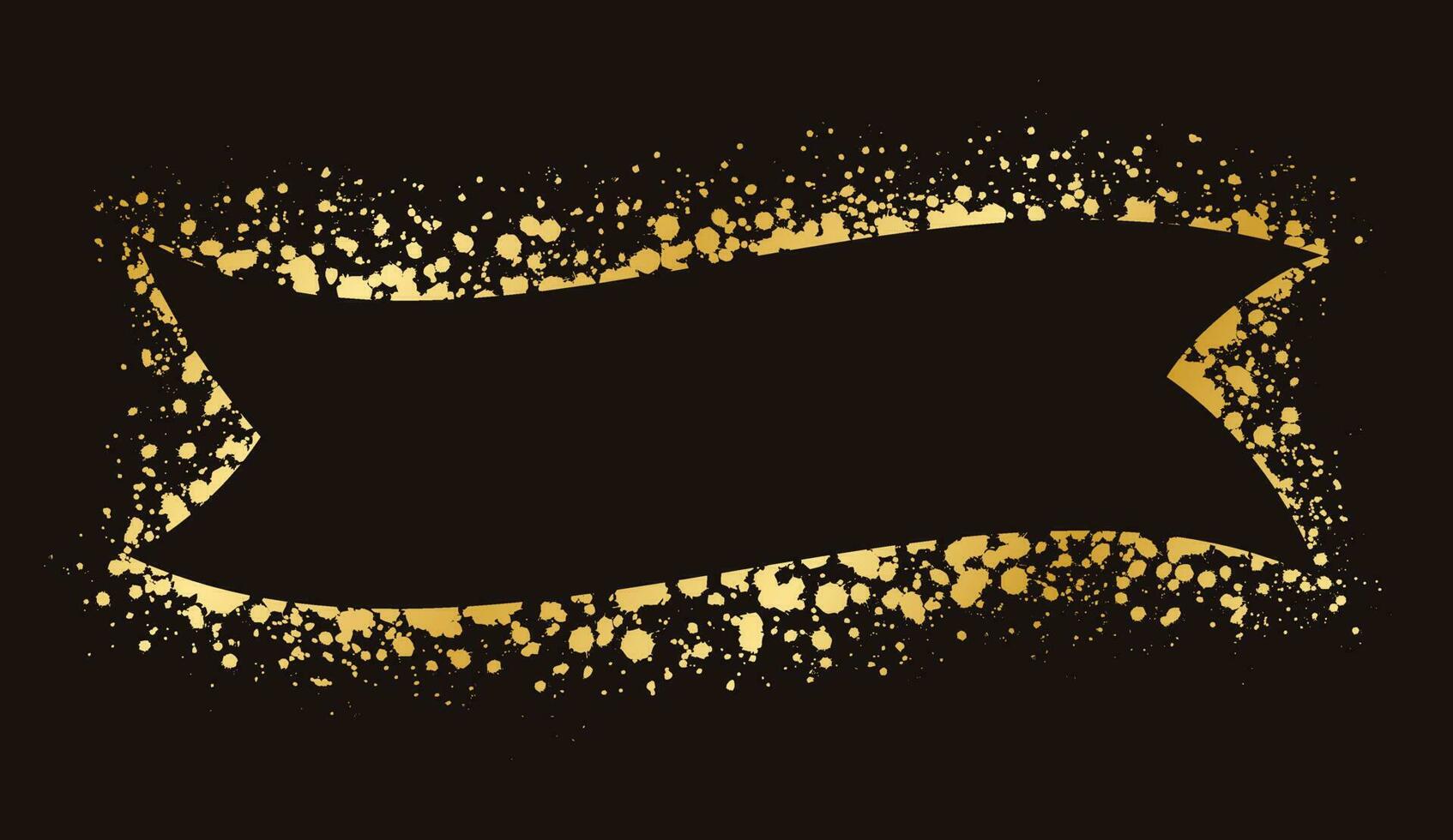 Abstract Gold Ink Splatter Ribbon Banner Frame. Golden foil spray banner border template. vector
