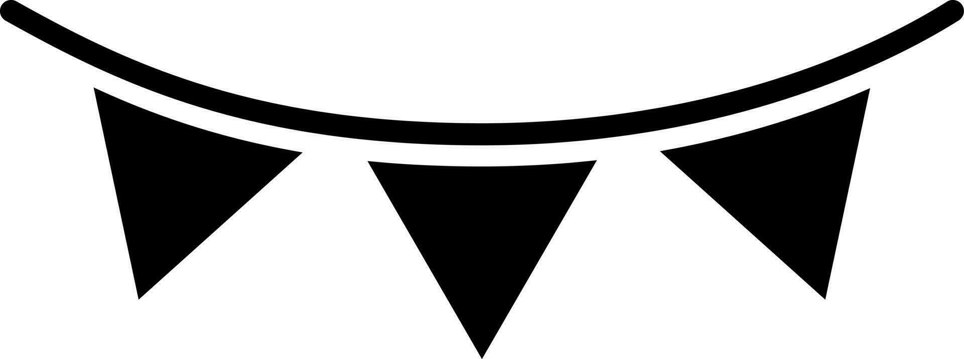 Bunting flag icon in Black and White color. vector