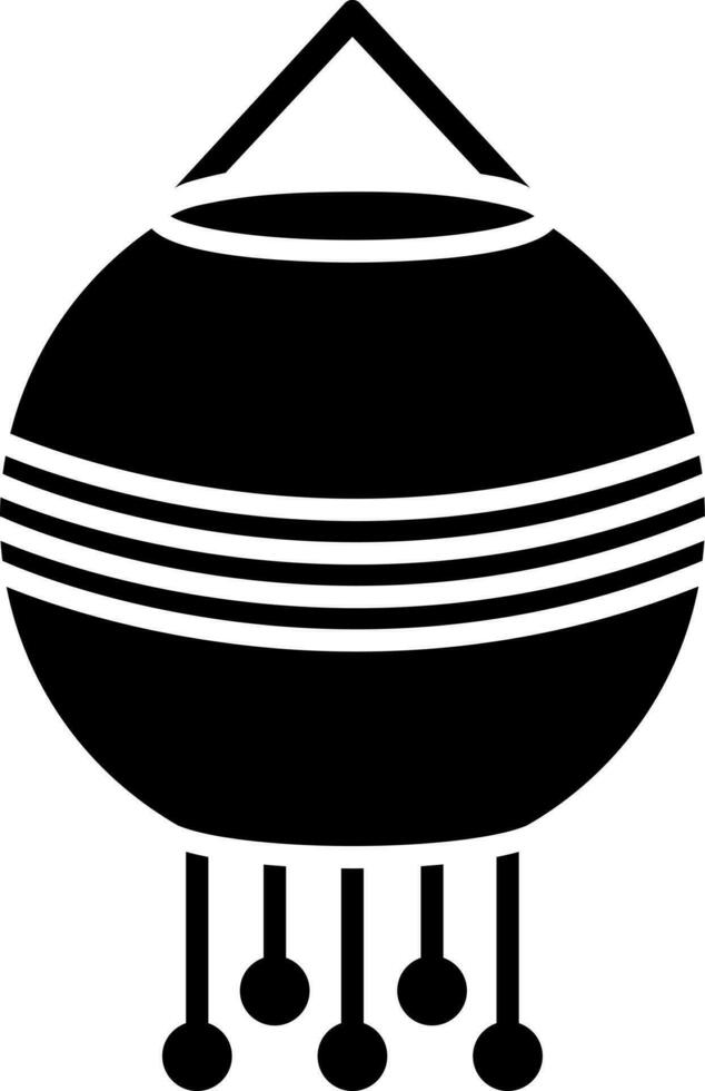 Round paper lantern glyph icon in flat style. vector