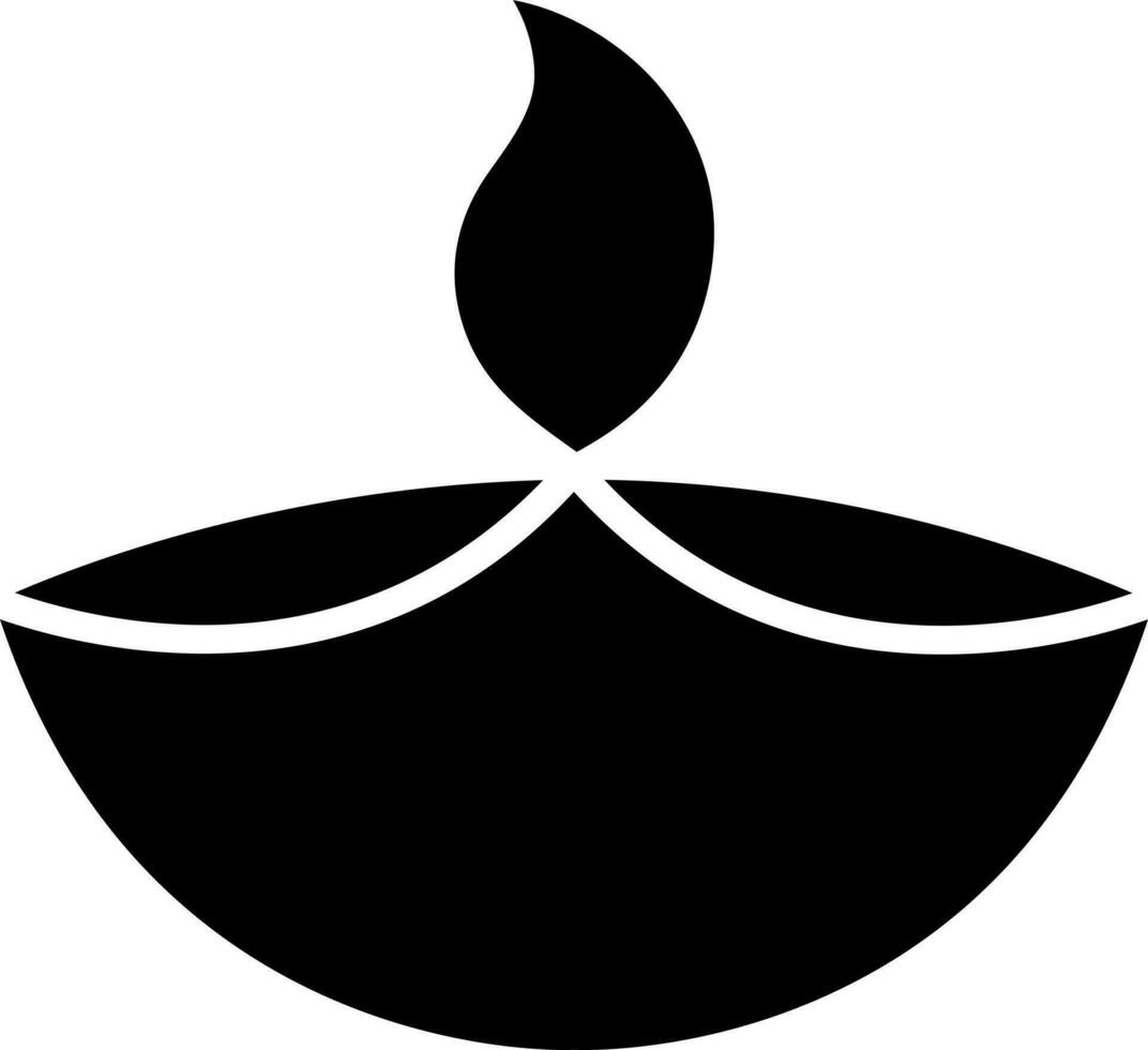 Black and White oil lam diya icon in flat style. vector