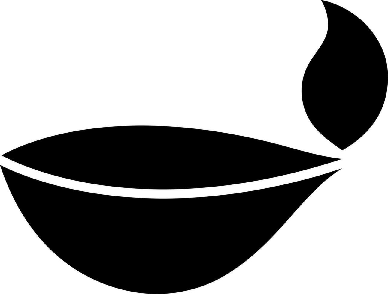 Oil lam diya icon in Black and White color. vector