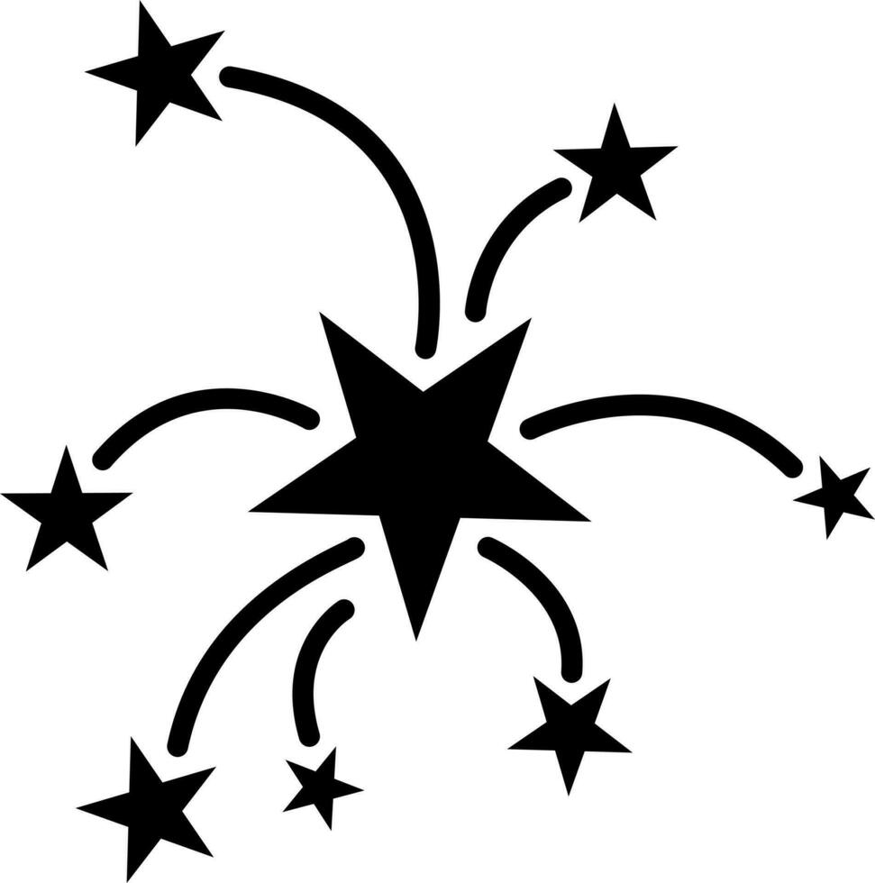 Black and White fireworks icon in flat style. vector