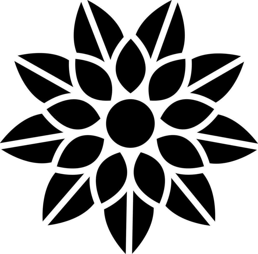 Black and White illustration of mandala floral icon. vector