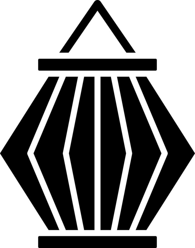 Flat style paper lantern icon in Black and White color. vector