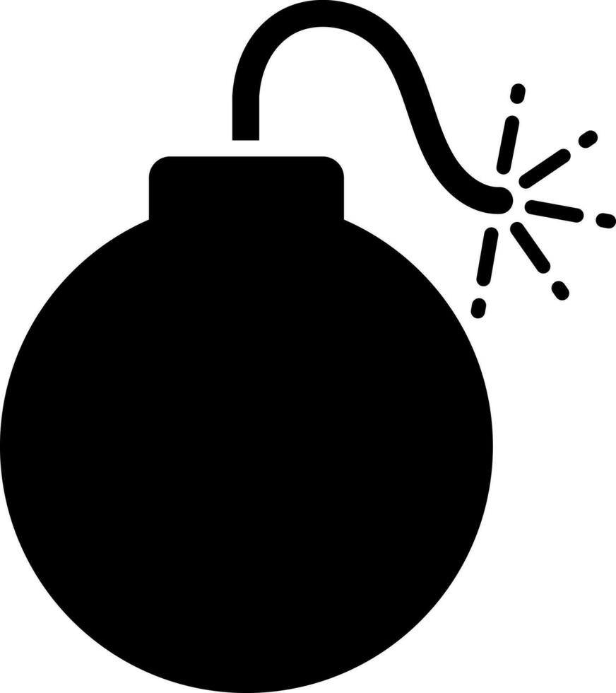 Black and White bomb icon in flat style. vector