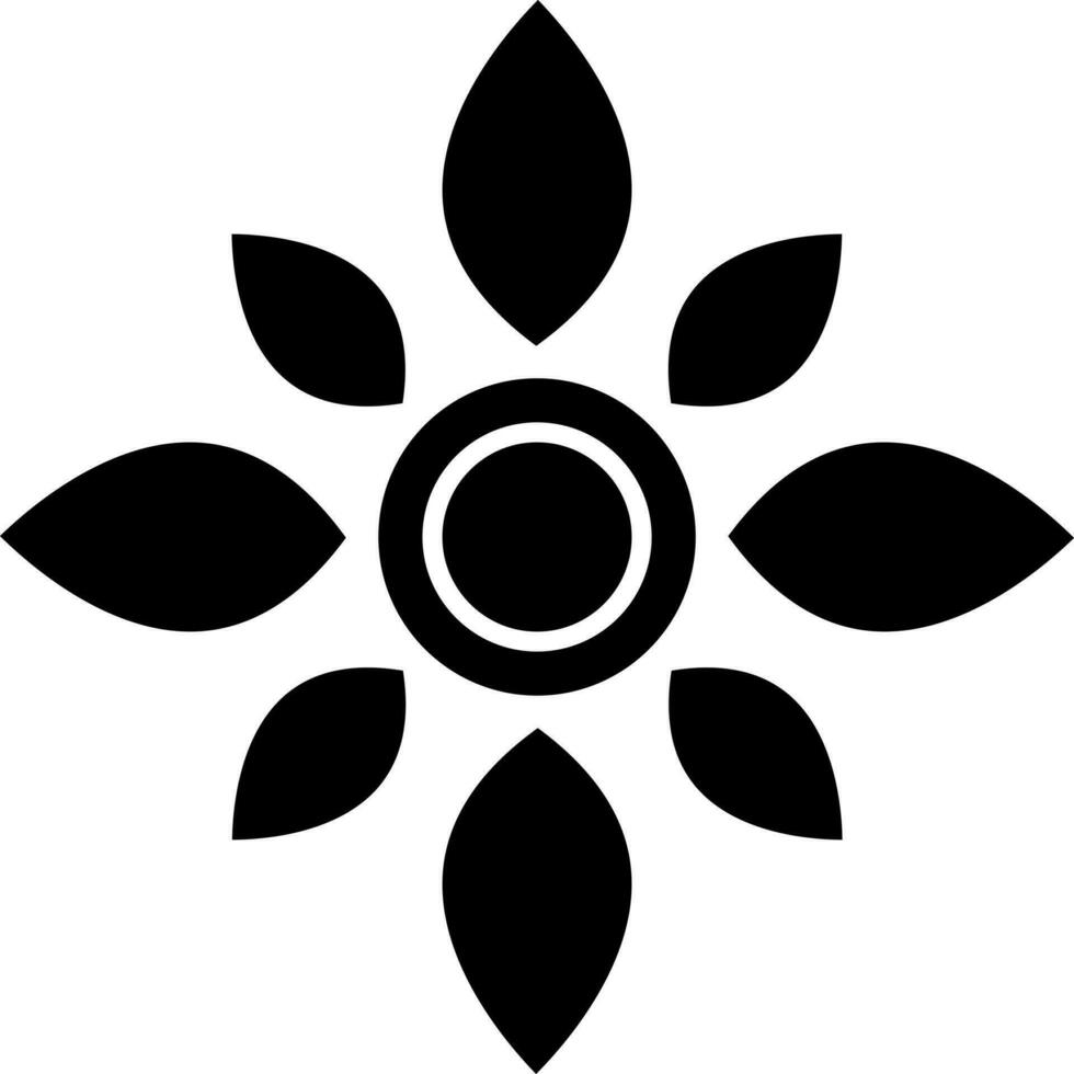 Flat style floral icon in Black and White color. vector