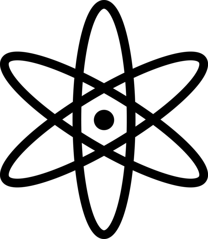 Illustration of atom icon in black color. vector