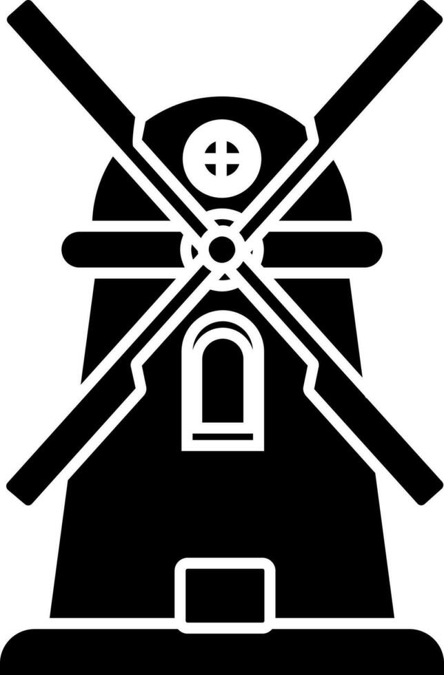 Black and white windmill. vector