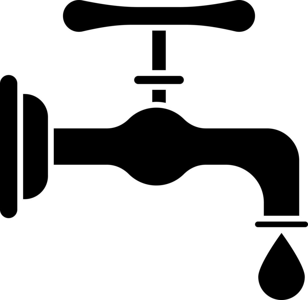 Black water tap icon for save water concept. vector