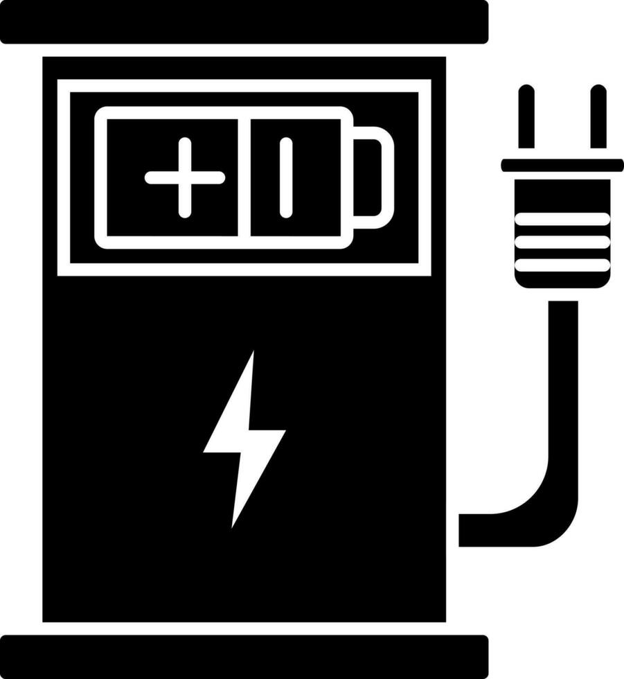 Flat style battery charging in Black and White color. vector