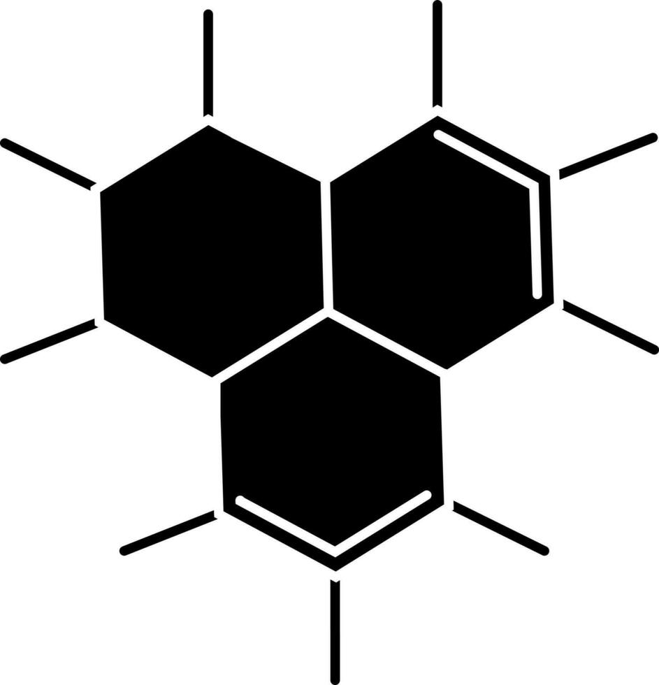 Icon of black molecule in flat style. vector