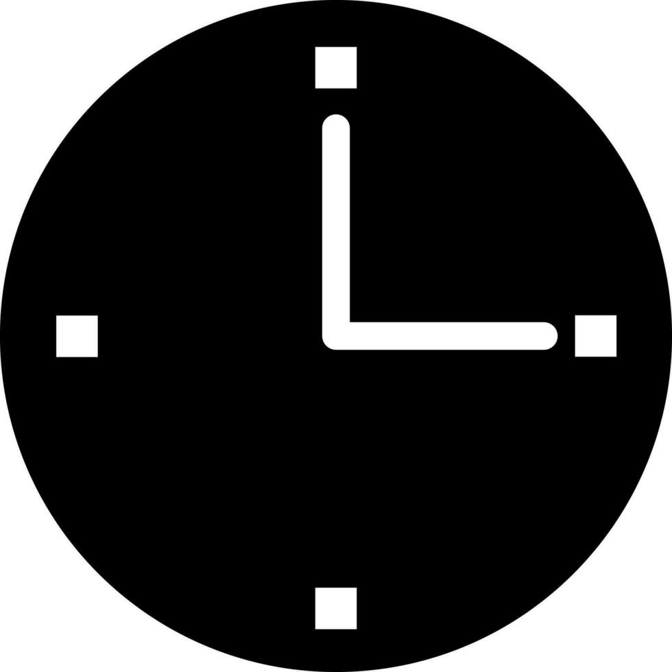 Black and White wall clock in flat style. vector