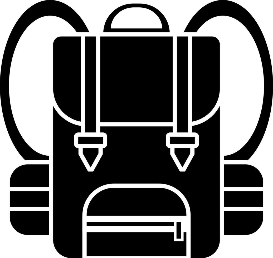 Flat style Black and White school bag or backpack icon. vector