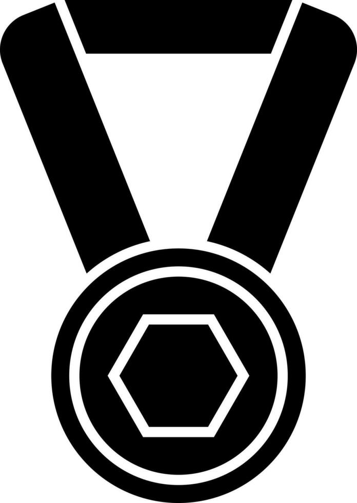 Isolated flat style Black and White medal icon or symbol. vector