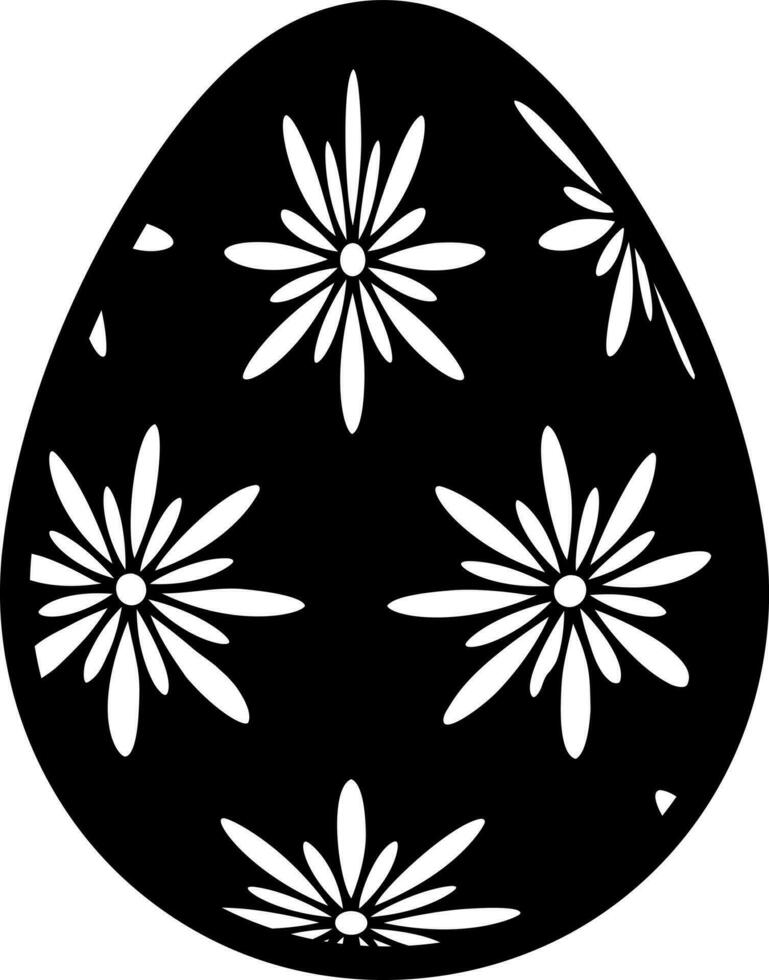 Flower painted easter egg glyph icon. vector