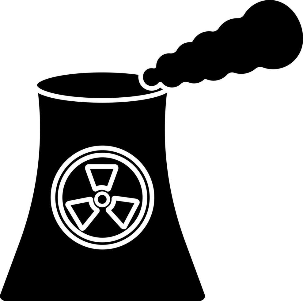 Black and White nuclear power icon in flat style. vector