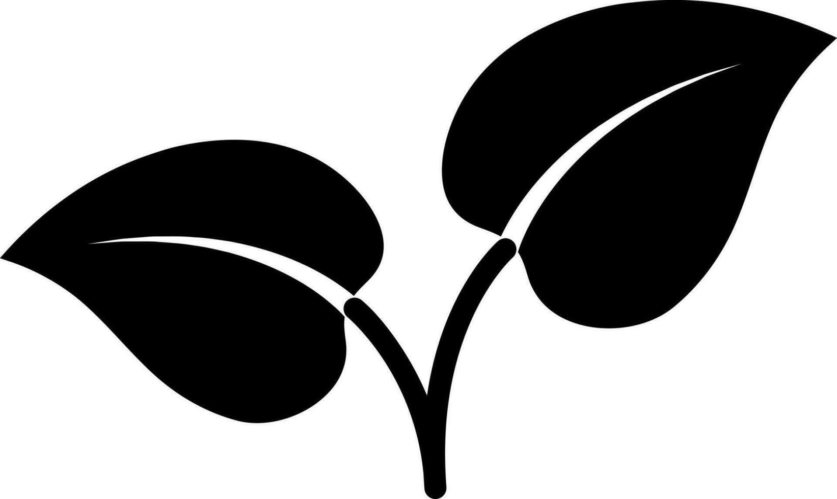 Black and White illustration of leaves icon. vector