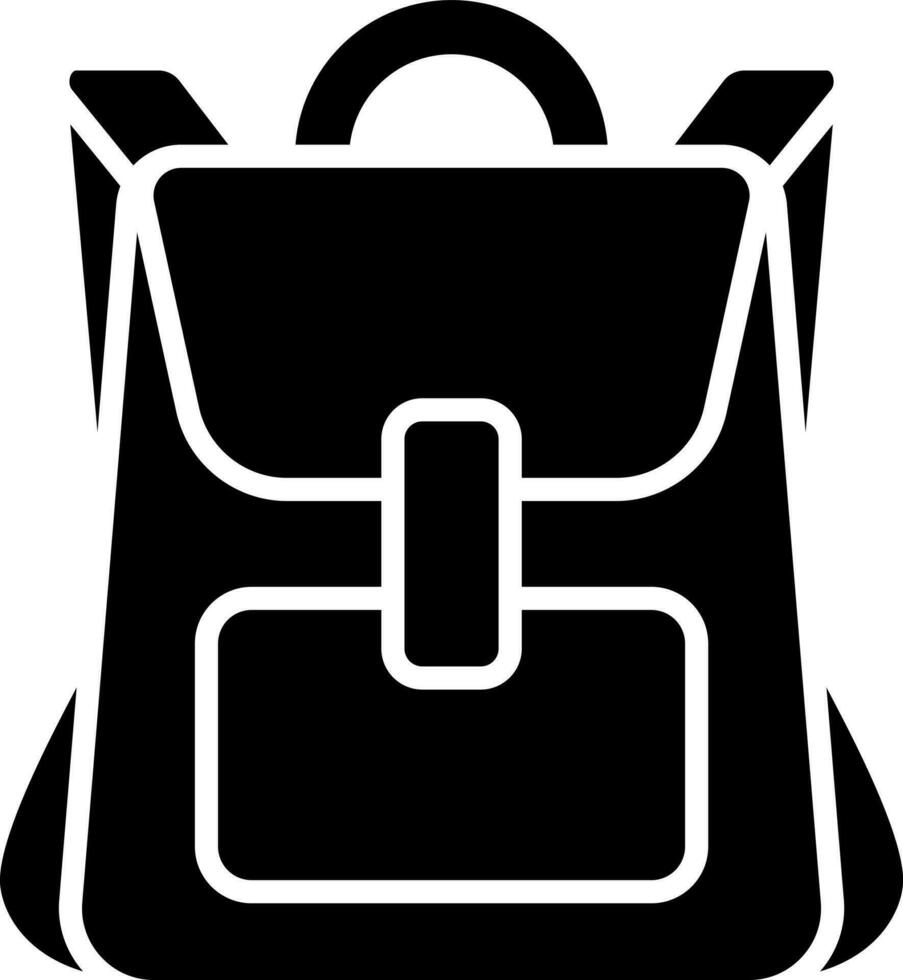 Black and White illustration of backpack icon. vector