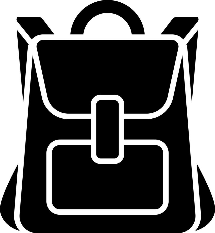 Black and White illustration of backpack icon. vector