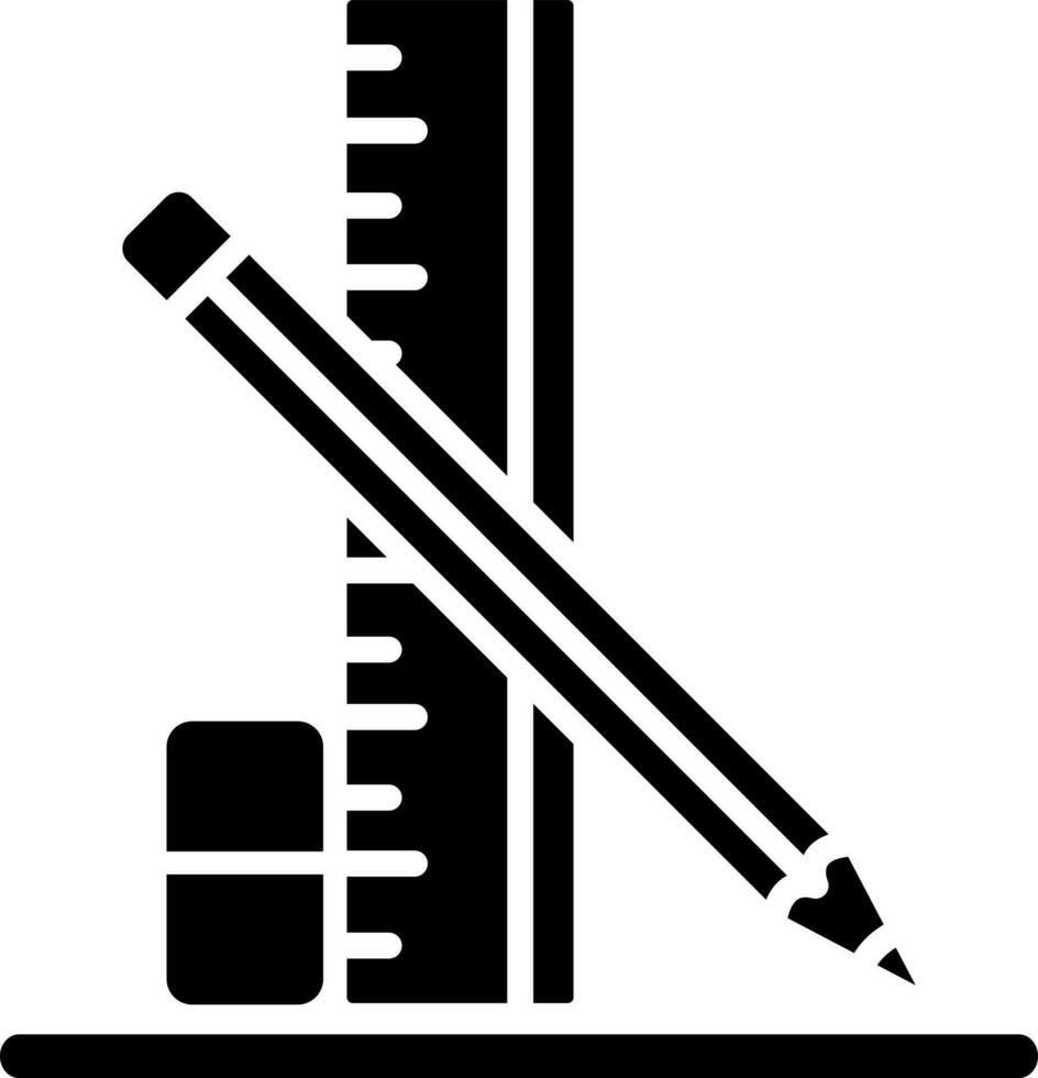 regla escala con lápiz y borrador icono. vector