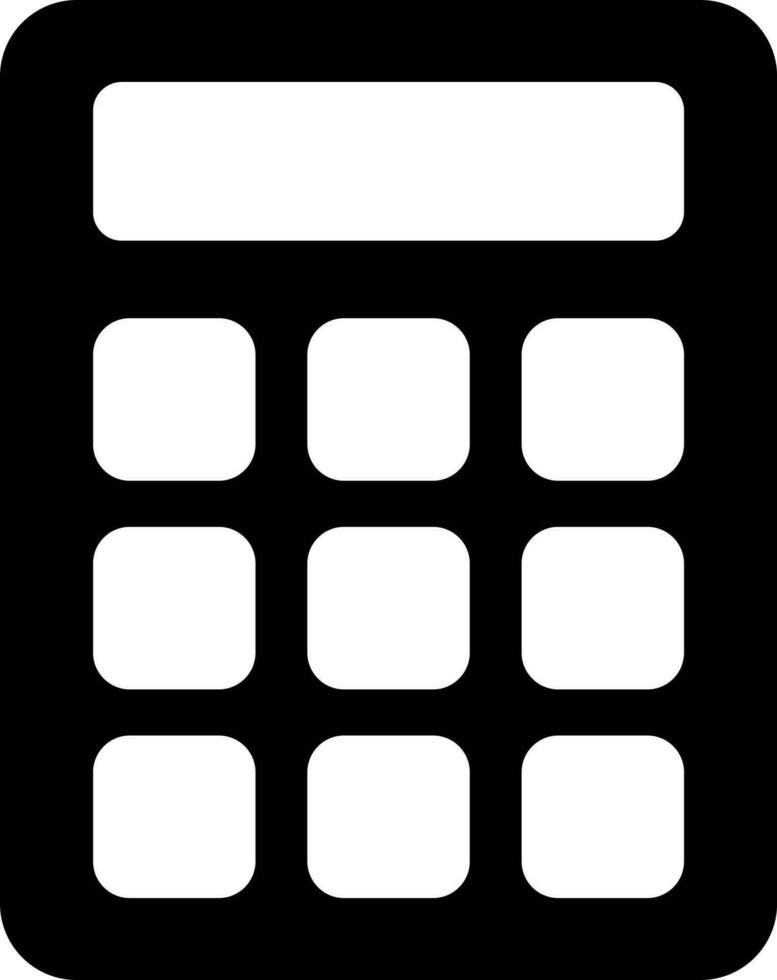 plano estilo calculadora icono en negro y blanco color. vector