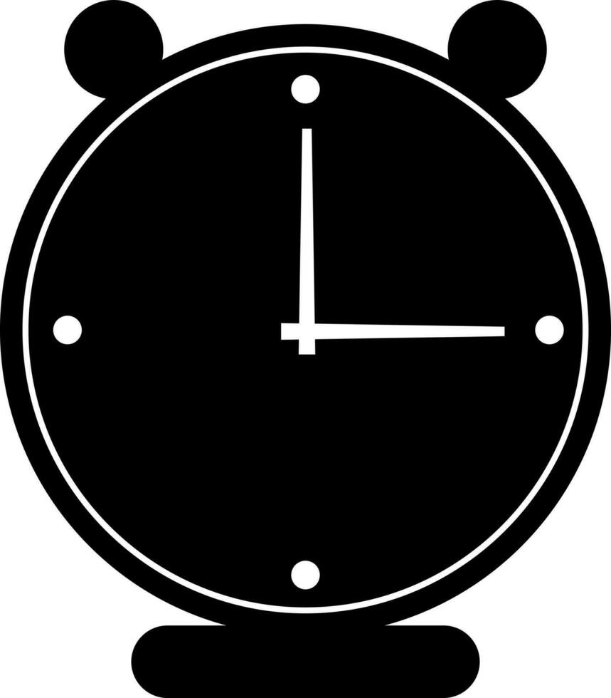 Black and White illustration of alarm clock icon. vector