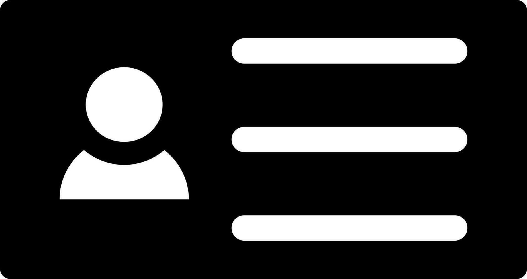 negro y blanco carné de identidad identidad tarjeta icono en plano estilo. vector