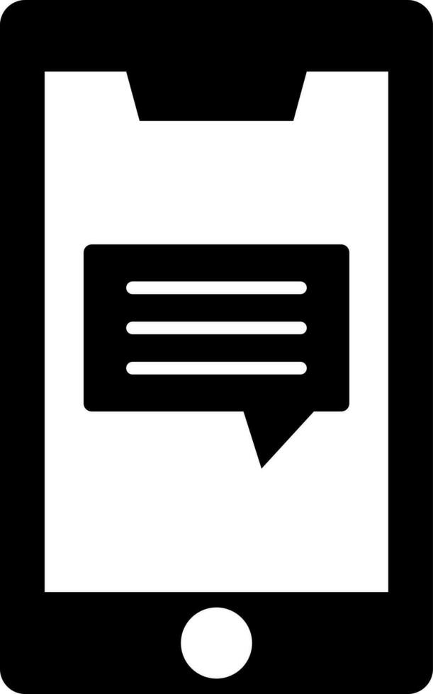 Online chatting from smartphone glyph icon or symbol. vector