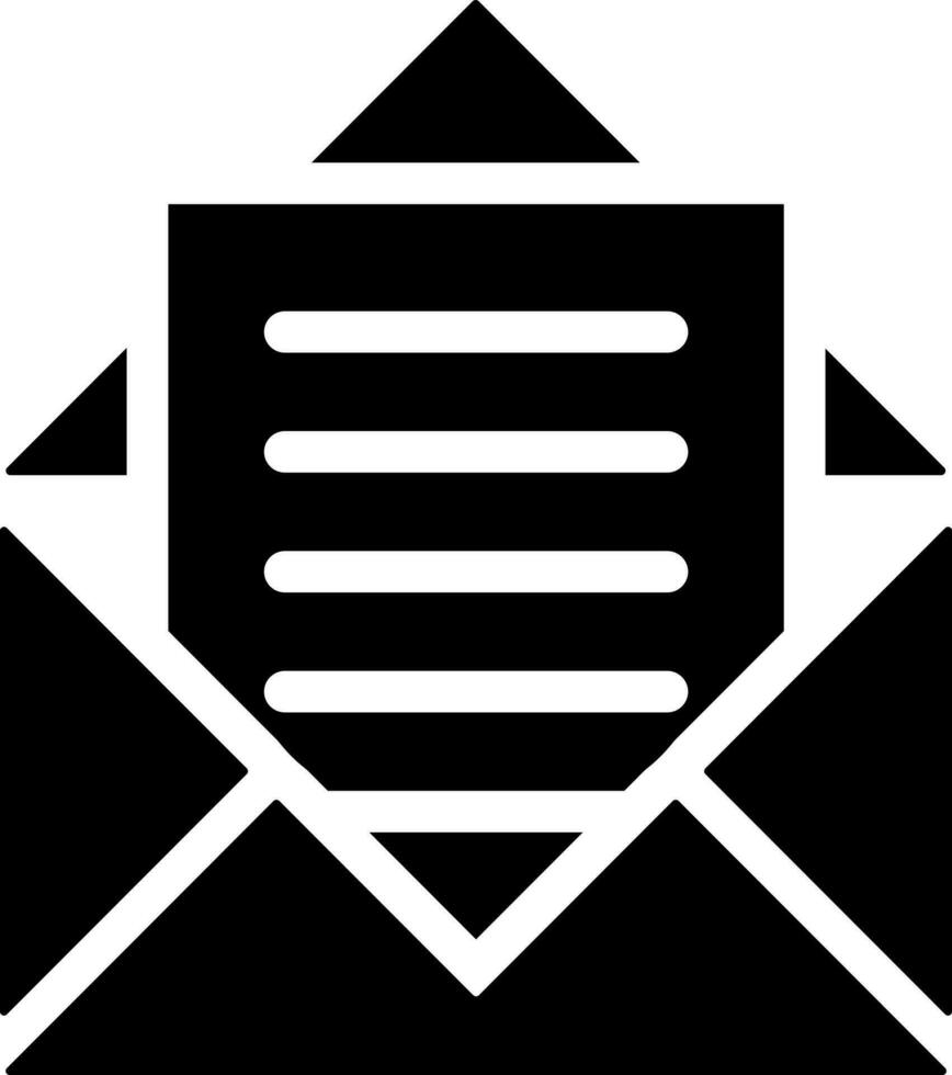 Open mail or envelope glyph icon. vector