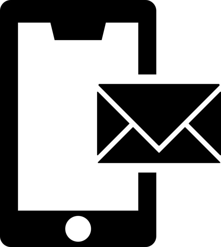 Mobile message or online chatting from smartphone glyph icon. vector